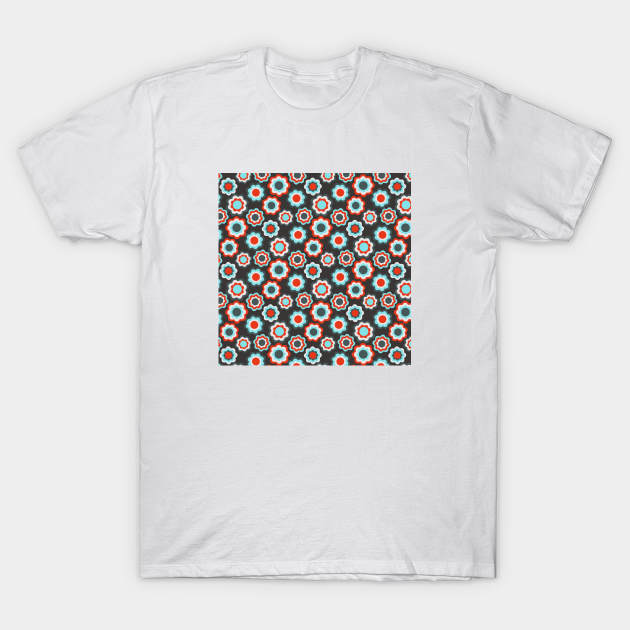 Blue & Red Floral Pattern T-Shirt by FloralPatterns